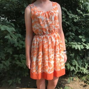 Scoop neck large orange animal print dress